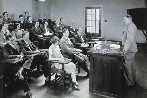 Historical classroom scene